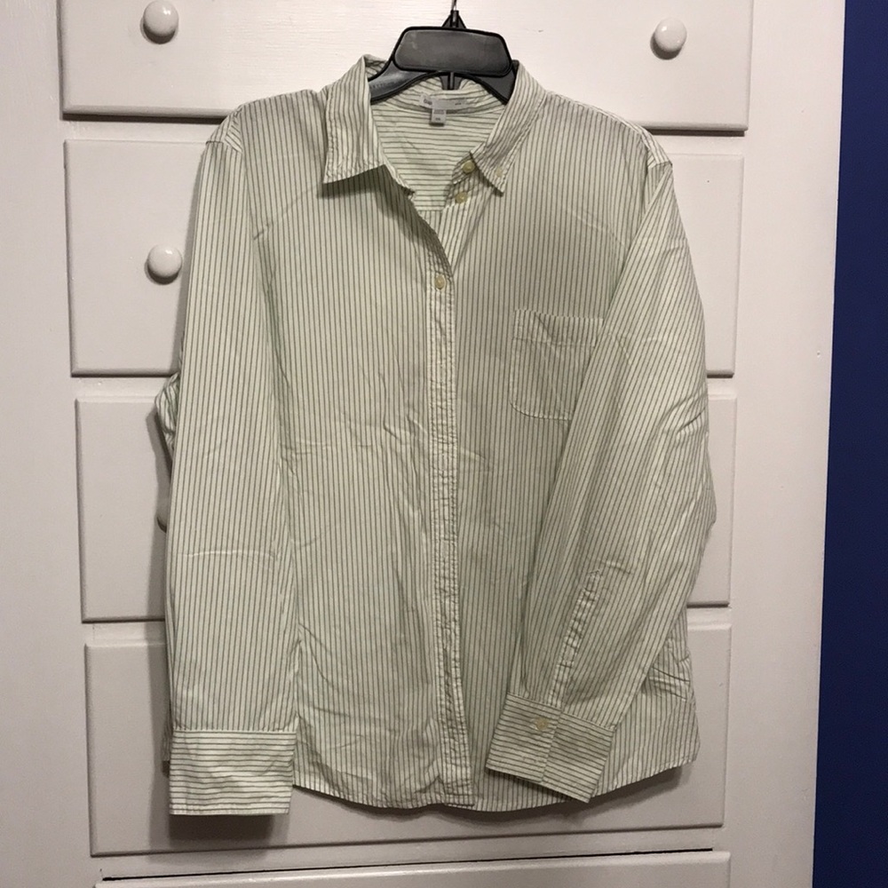 Gap ladies green stripe business casual shirt XXL
